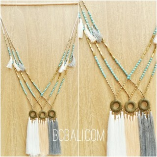 golden beads caps pendant necklaces tassels bali 